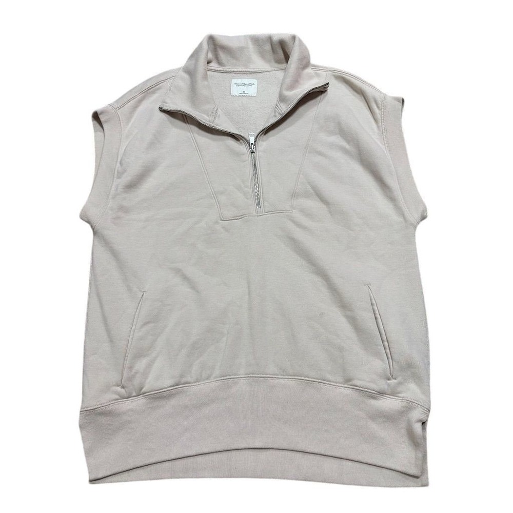 Abercrombie & Fitch Ivory Fleece Oversized Half-Zip Vest‎ M Unisex